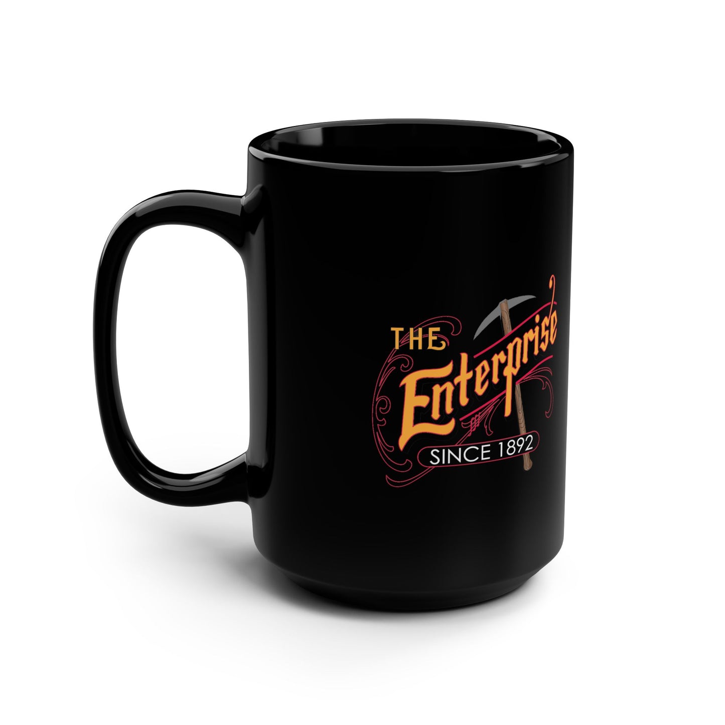 Enterprise Logo Black Mug, 15oz