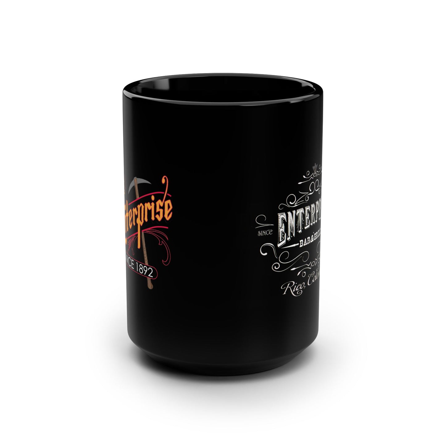 Enterprise Logo Black Mug, 15oz