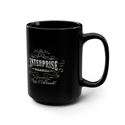 Enterprise Logo Black Mug, 15oz